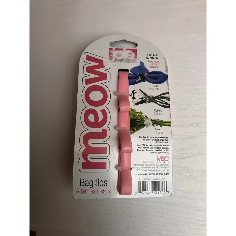 Joie Inc Meow Silicone Kitty Cat Kitten Bag Cable Ties for Organization